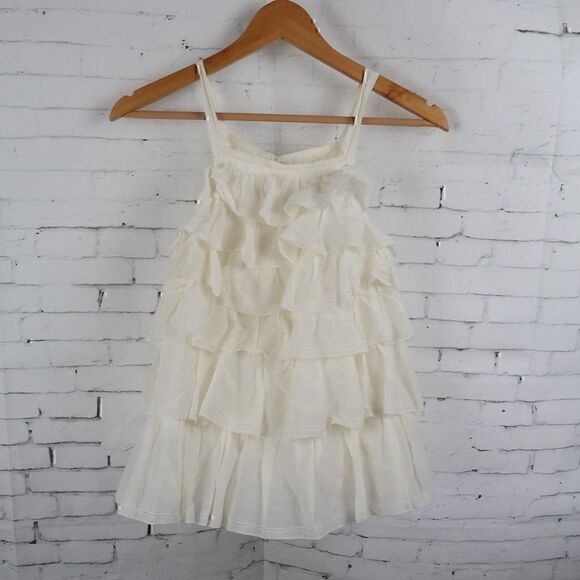 JOIE IVORY TIERD RUFFLE SLEEVELESS COTTON SILK BLEND SUMMER TOP SIZE XXS NWT - Picture 1 of 8